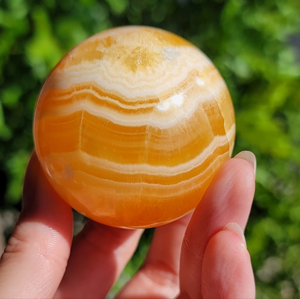 NEW 50.3MM JUICY ORANGE CALCITE SPHERE